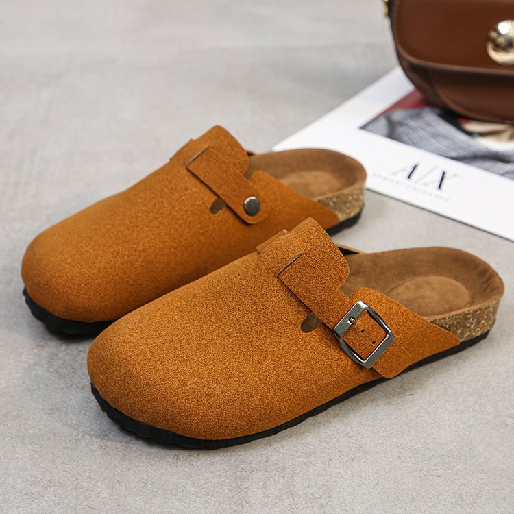 Flat Lazy Pump Slippers Women Outer Wear Frosted Personality Big Head Half Support Muller Shoes