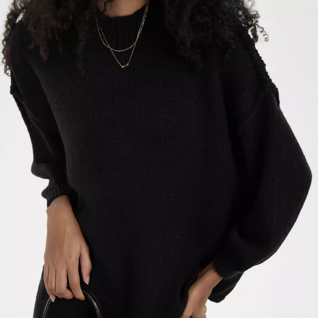 Women Clothing Loose Casual Design Sweater Fall Winter Outer Wear Top