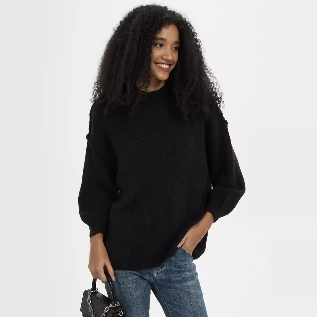 Women Clothing Loose Casual Design Sweater Fall Winter Outer Wear Top